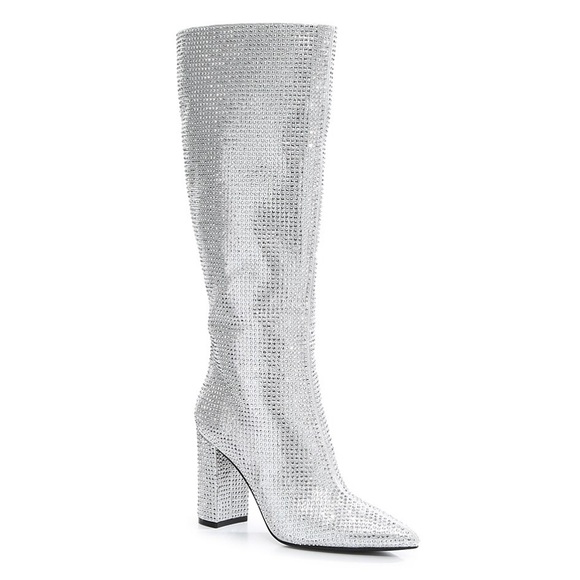 Rhinestone Tall Block Heel Boots - Picture 3 of 6